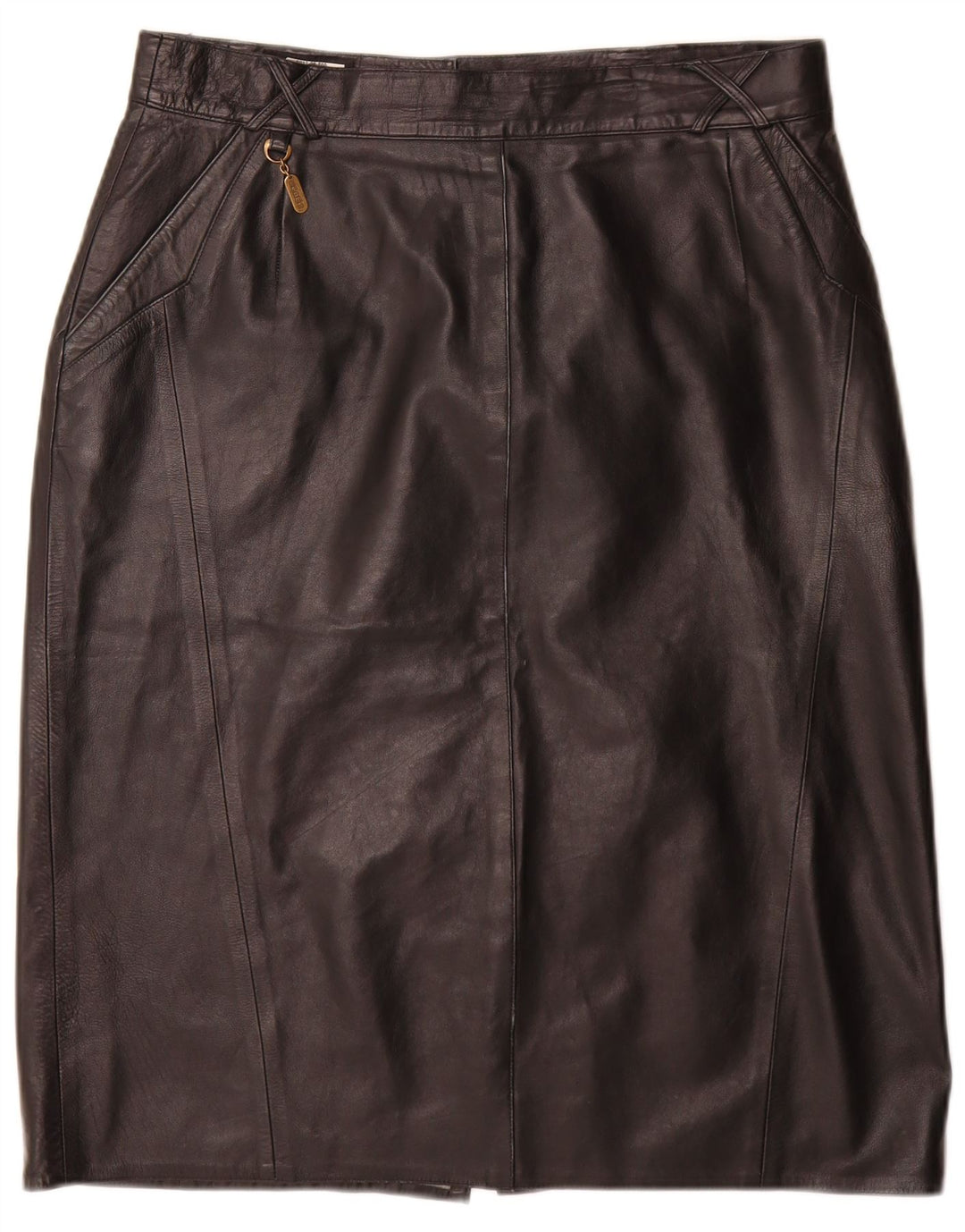 Norma Womens Leather Skirt EU 44 XL W34 Black Leather