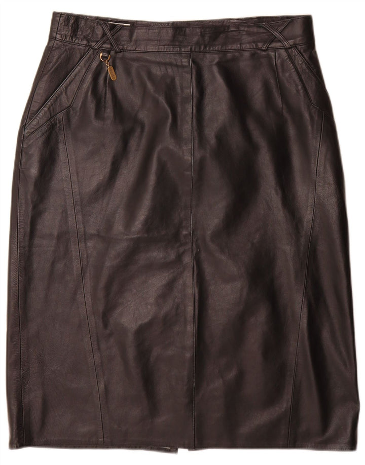 Norma Womens Leather Skirt EU 44 XL W34 Black Leather