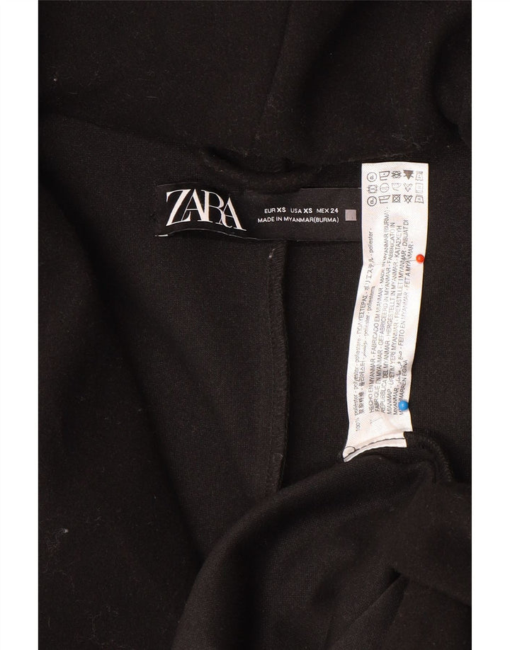 Zara Womens Hooded Oversized Overcoat UK 6 XS Black Polyester