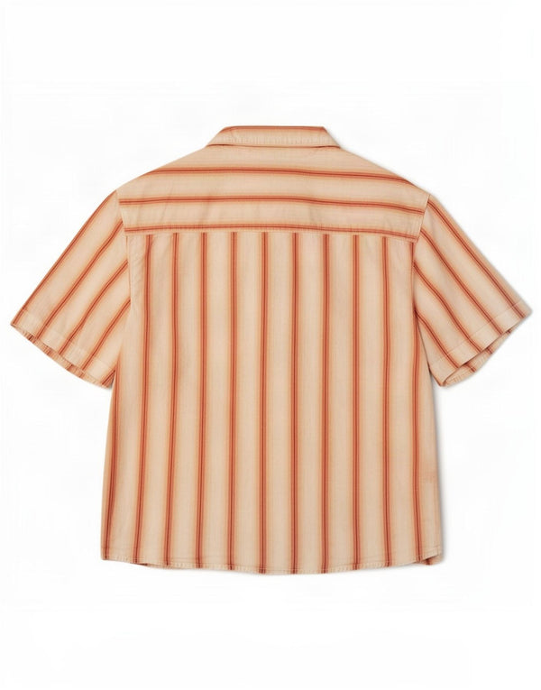 Levi's Womens Short Sleeve Shirt UK 14 Medium White Striped Cotton