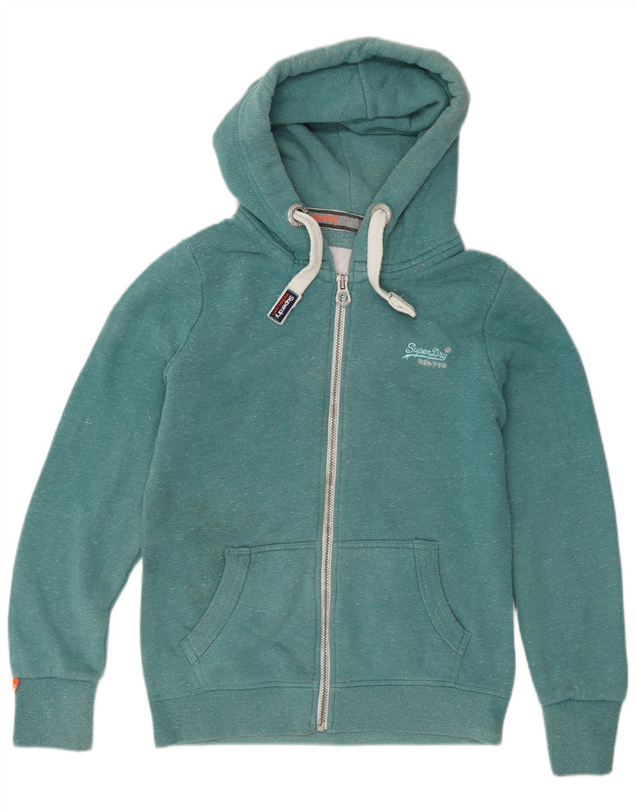Superdry Mens Zip Hoodie Sweater Medium Green Flecked Cotton