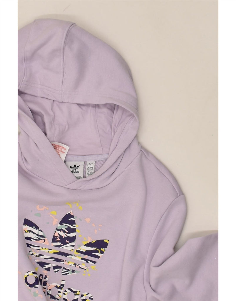 ADIDAS Girls Graphic Hoodie Jumper 13-14 Years Purple Cotton | Vintage Adidas | Thrift | Second-Hand Adidas | Used Clothing | Messina Hembry 