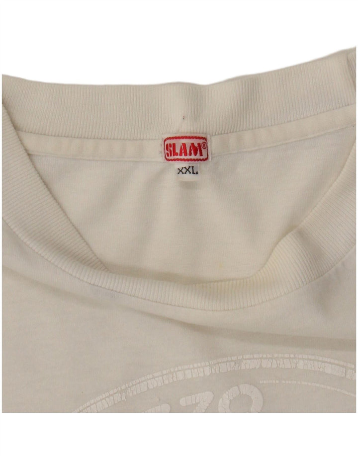SLAM Mens Graphic T-Shirt Top 2XL White