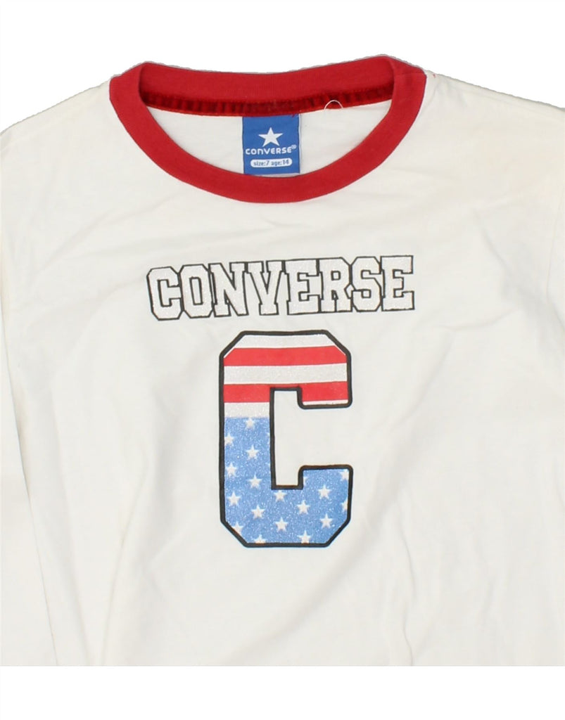 CONVERSE Boys Graphic Top Long Sleeve 13-14 Years White Cotton | Vintage Converse | Thrift | Second-Hand Converse | Used Clothing | Messina Hembry 