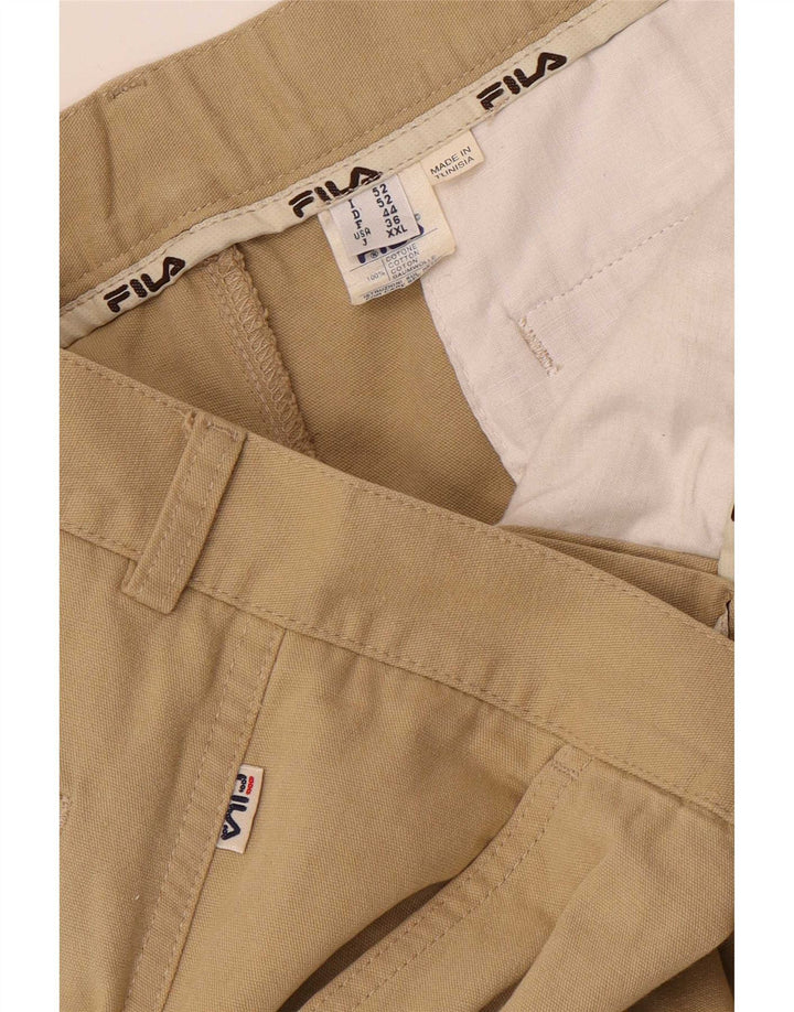 Fila Mens Straight Cargo Trousers W36 L30 Beige Cotton