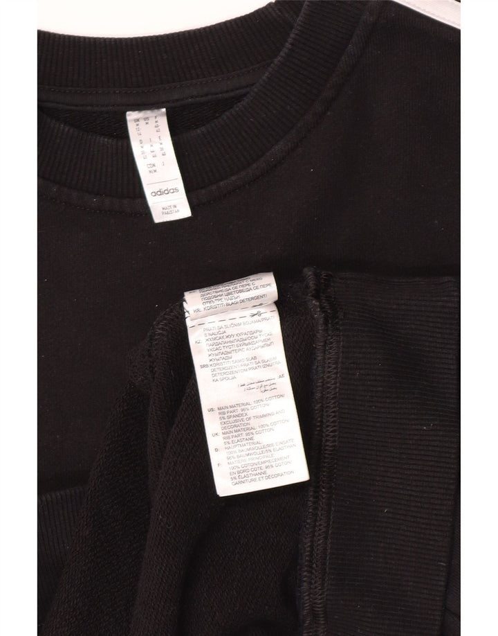 Adidas Womens Sweatshirt Jumper UK 12/14 Medium Black Cotton