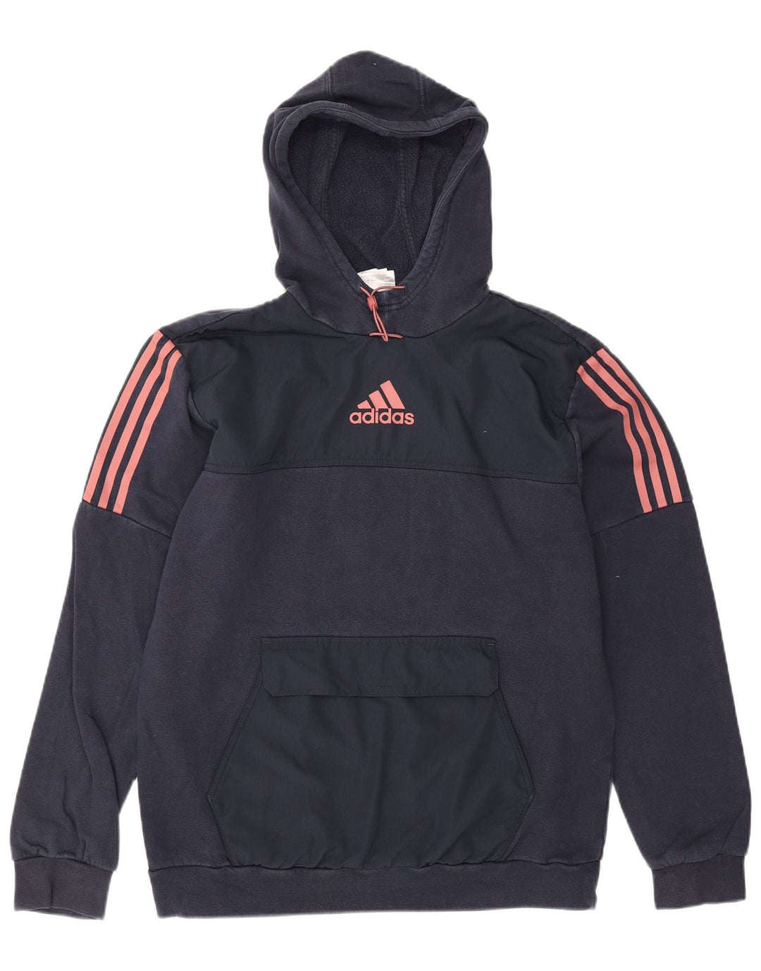 Adidas Mens Hoodie Jumper Medium Navy Blue Cotton