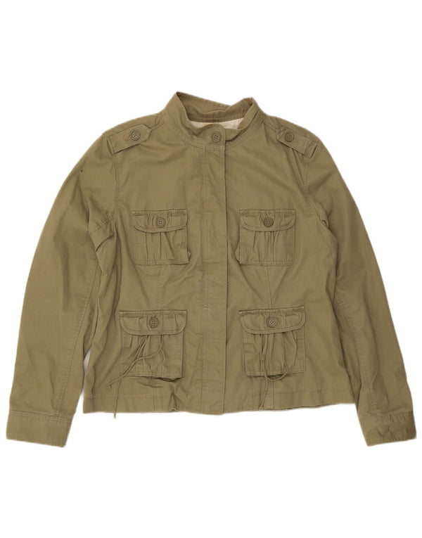 Tommy Hilfiger Womens Military Jacket UK 16 Large Khaki Cotton