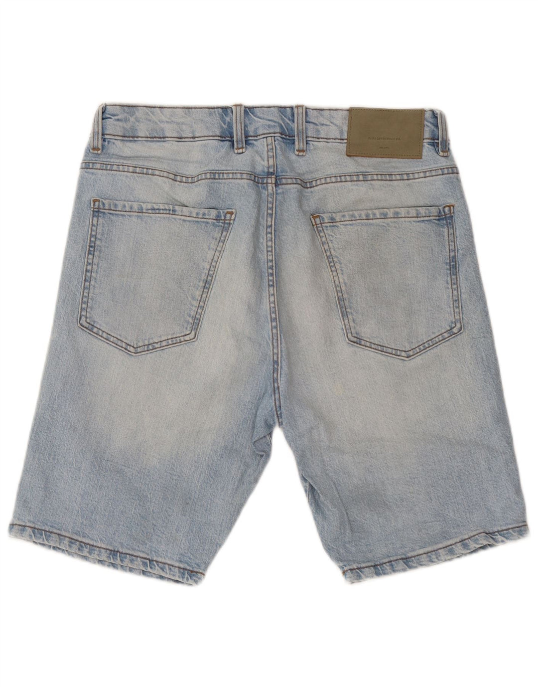 Zara Mens Denim Shorts EU 42 Large W32 Blue Cotton