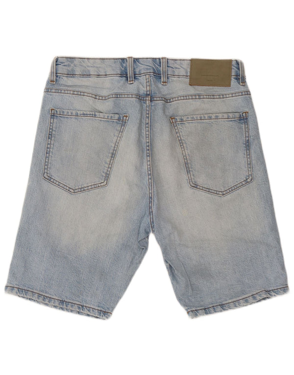 Zara Mens Denim Shorts EU 42 Large W32 Blue Cotton