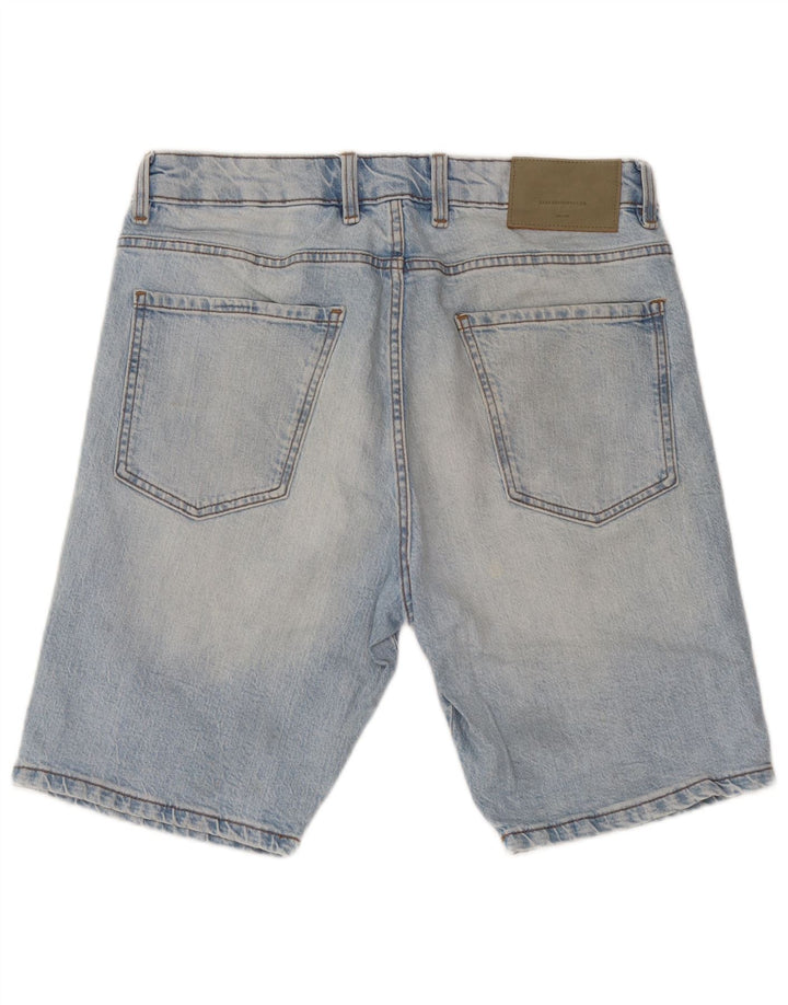 Zara Mens Denim Shorts EU 42 Large W32 Blue Cotton