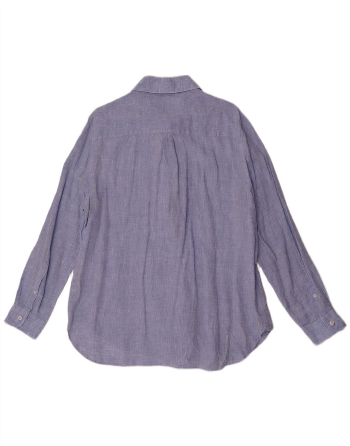 Reiss Womens Shirt UK 14 Large Blue Linen