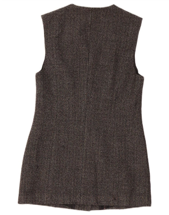 BENETTON Womens Longline Blazer Jacket UK 10 Small Grey Pinstripe