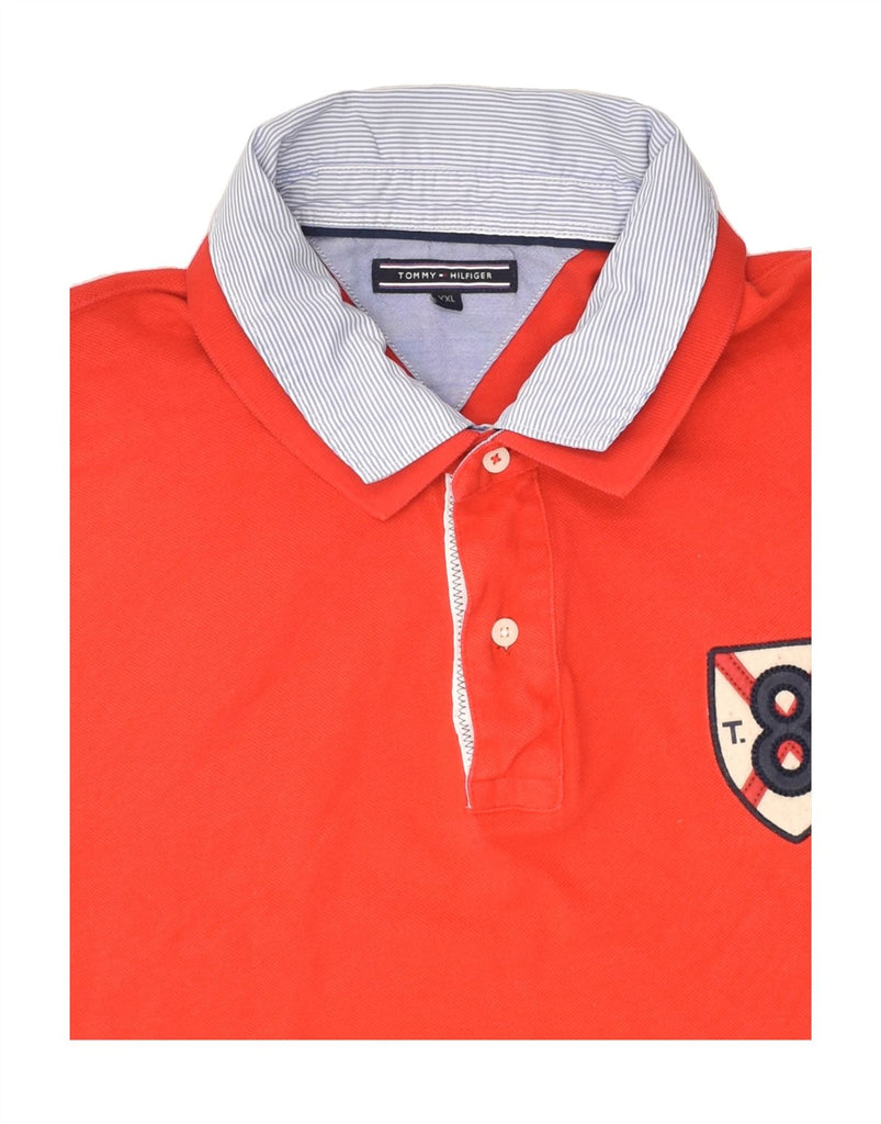 TOMMY HILFIGER Mens Polo Shirt 2XL Red Cotton | Vintage Tommy Hilfiger | Thrift | Second-Hand Tommy Hilfiger | Used Clothing | Messina Hembry 