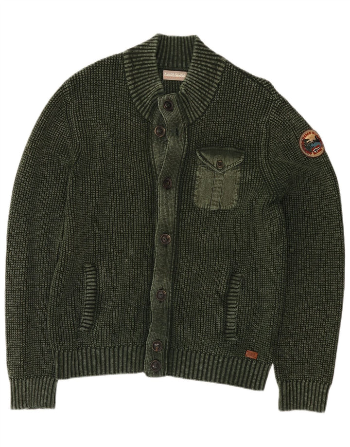 Napapijri Mens Geographic Cardigan Sweater Medium Green