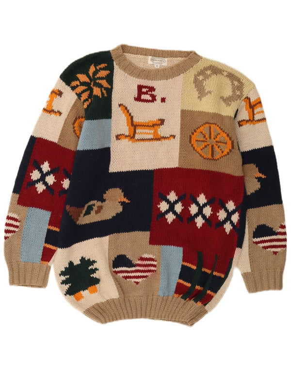 Elegance Mens Crew Neck Jumper Sweater Medium Multicoloured Novelty