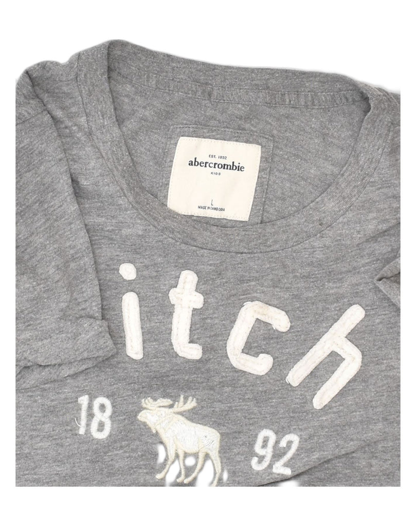 ABERCROMBIE & FITCH Girls Graphic T-Shirt Top 11-12 Years Large Grey | Vintage | Thrift | Second-Hand | Used Clothing | Messina Hembry 