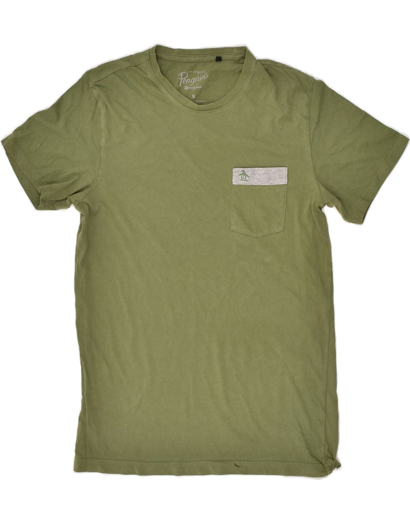 PENGUIN Mens T-Shirt Top Medium Khaki Cotton | Vintage Penguin | Thrift | Second-Hand Penguin | Used Clothing | Messina Hembry 