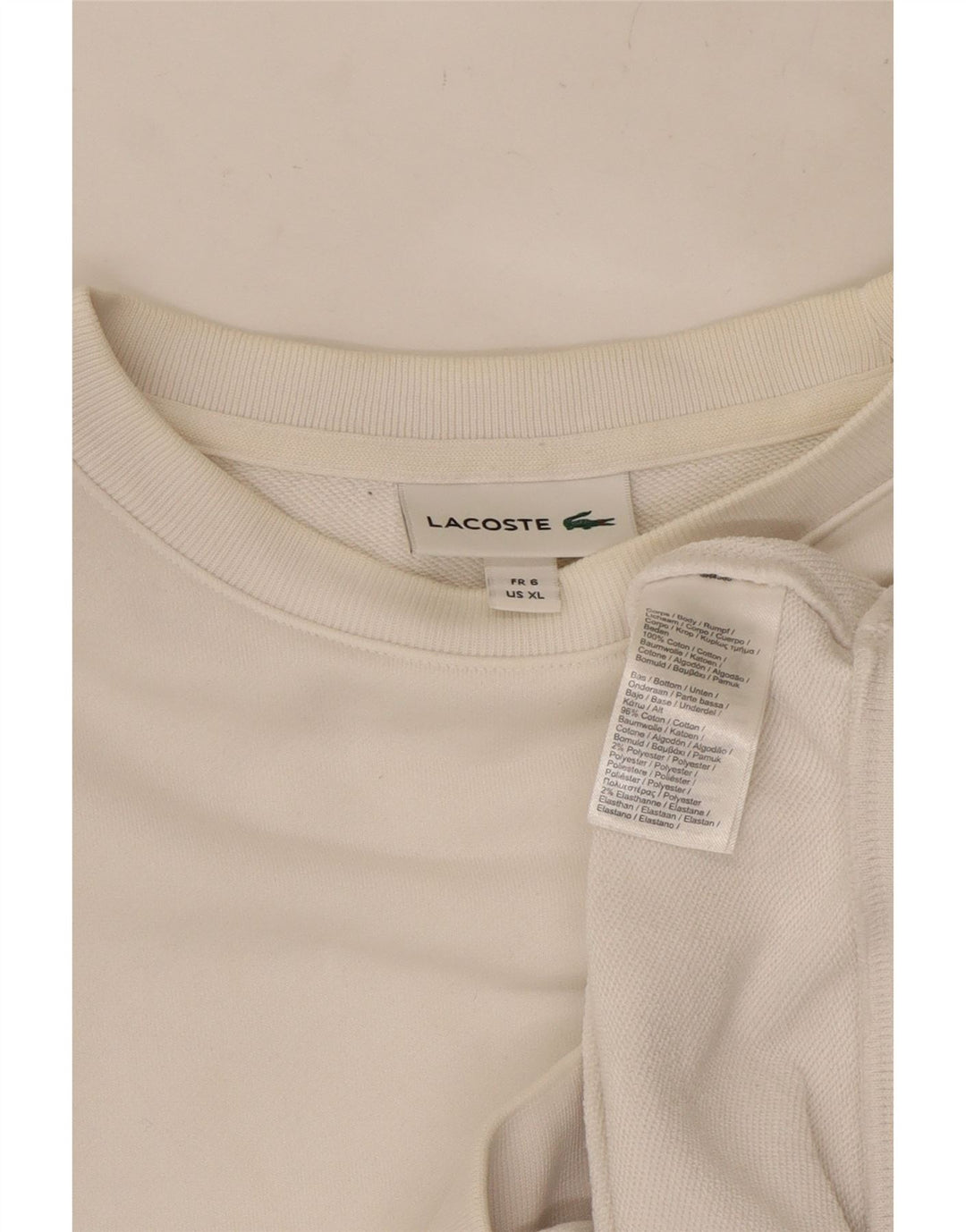 LACOSTE Mens Sweatshirt Jumper Size 6 XL White Cotton