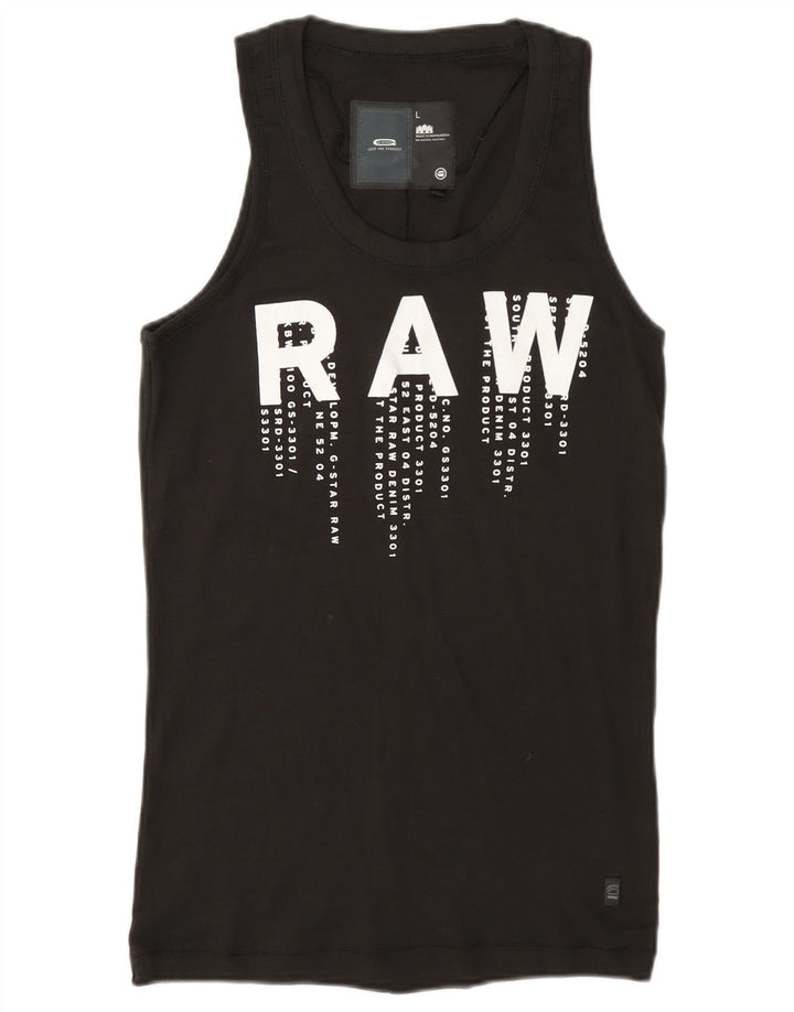 G-Star Womens Graphic Vest Top UK 14 Large Grey