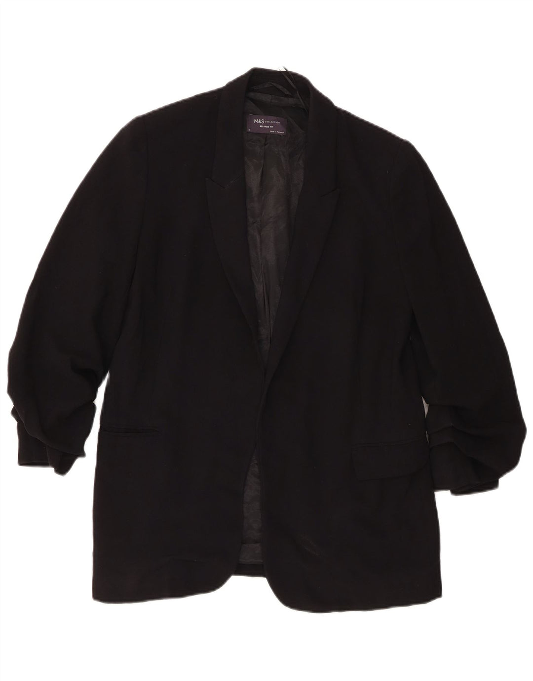 Marks & Spencer Womens Relaxed Fit Blazer Jacket UK 10 Small Black