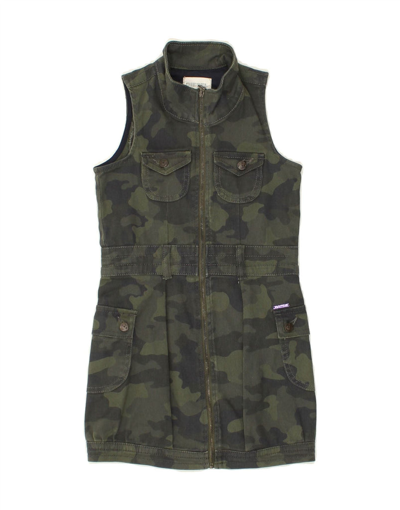 DIESEL Girls Sleeveless Cargo Denim Dress 5-6 Years Khaki Camouflage Vintage Diesel and Second-Hand Diesel from Messina Hembry 