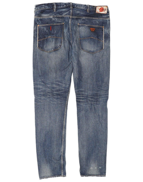 ARMANI Mens Limited Edition Distressed Slim Jeans W36 L34 Blue Cotton
