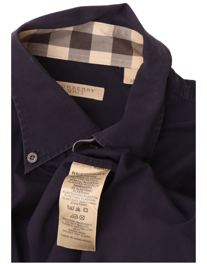 Burberry Mens BRIT Shirt Medium Navy Blue Cotton