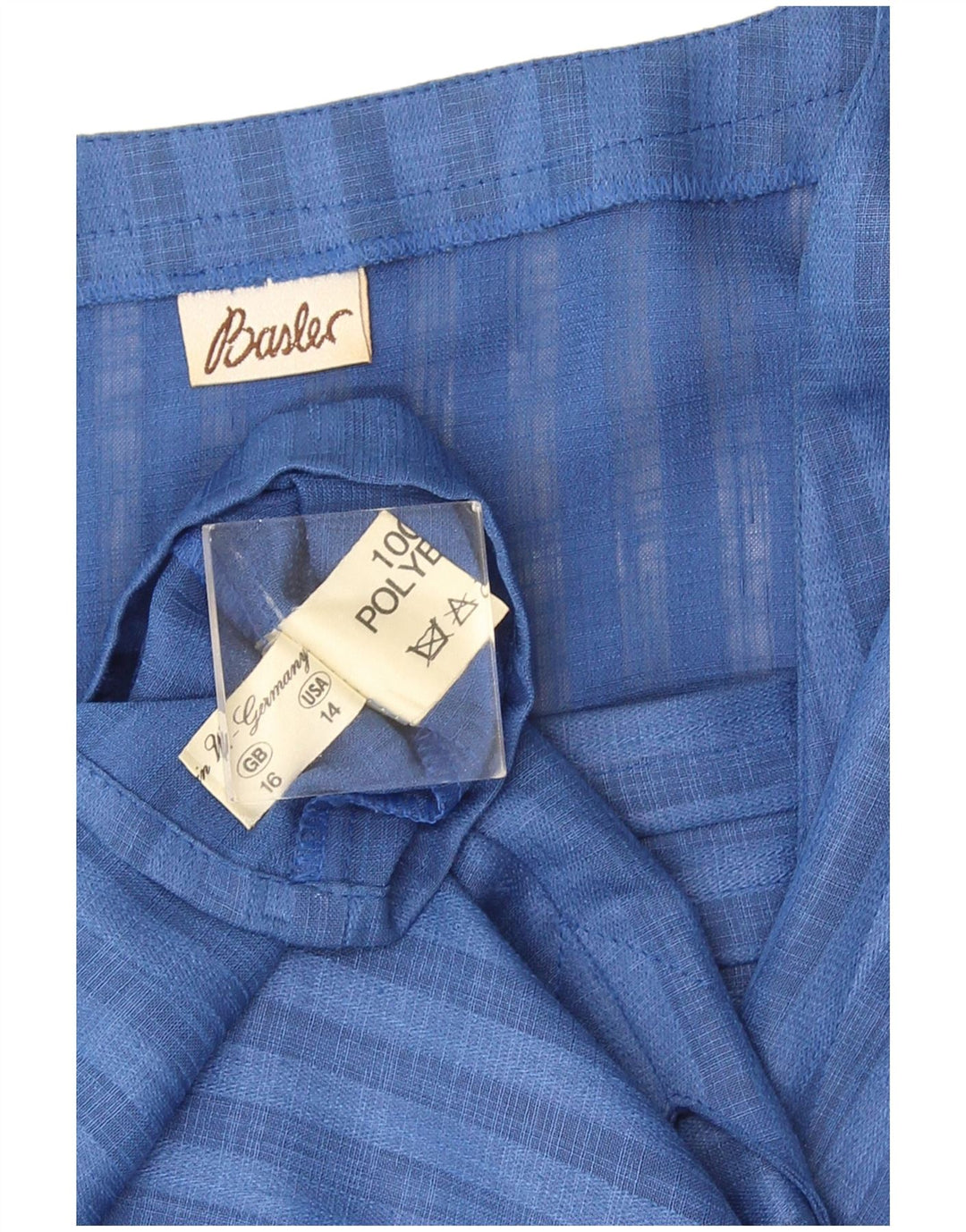 Basler Womens Sleeveless Blouse Top UK 16 Large Blue Striped Polyester