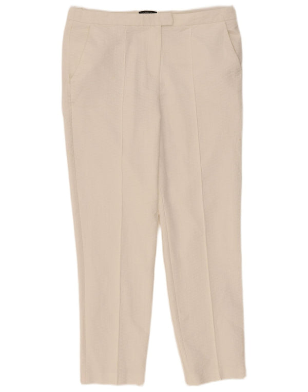 Topshop Womens Slim Suit Trousers UK 12 Medium W34 L27 White Cotton