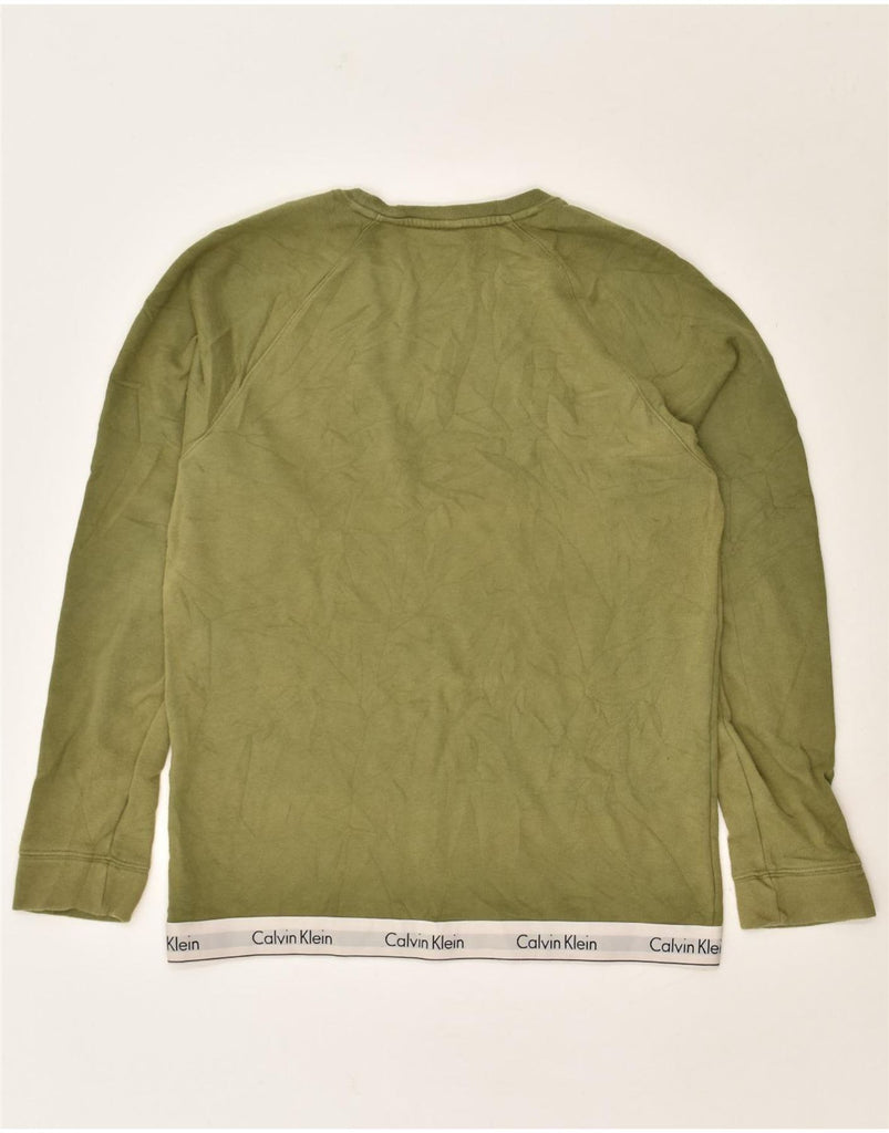 CALVIN KLEIN Mens Sweatshirt Jumper Medium Khaki Cotton | Vintage Calvin Klein | Thrift | Second-Hand Calvin Klein | Used Clothing | Messina Hembry 