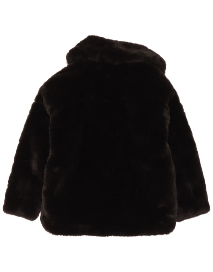 Zara Womens Faux Fur Jacket UK 6 XS Black Polyester