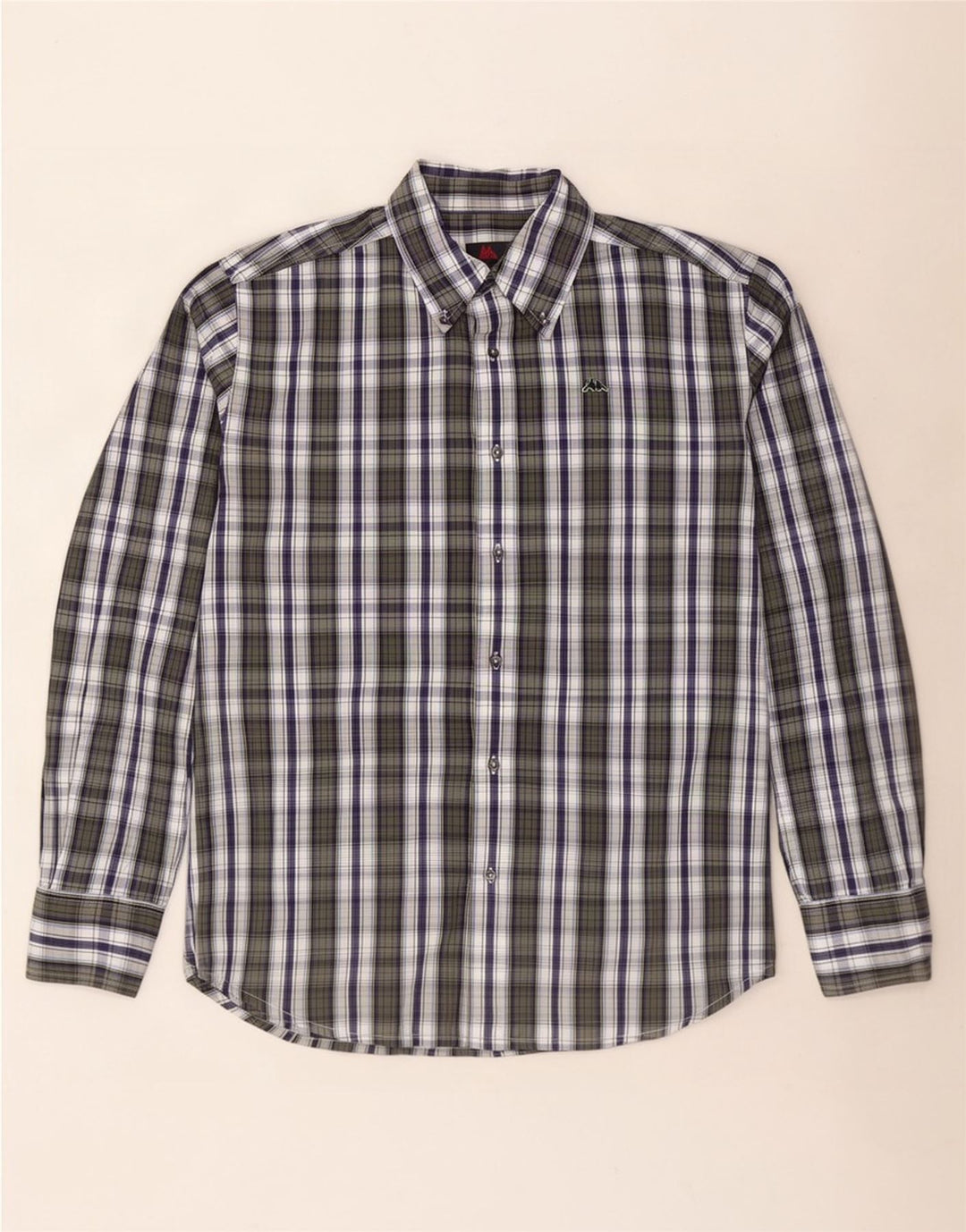 Kappa Mens Shirt Large Green Check Cotton