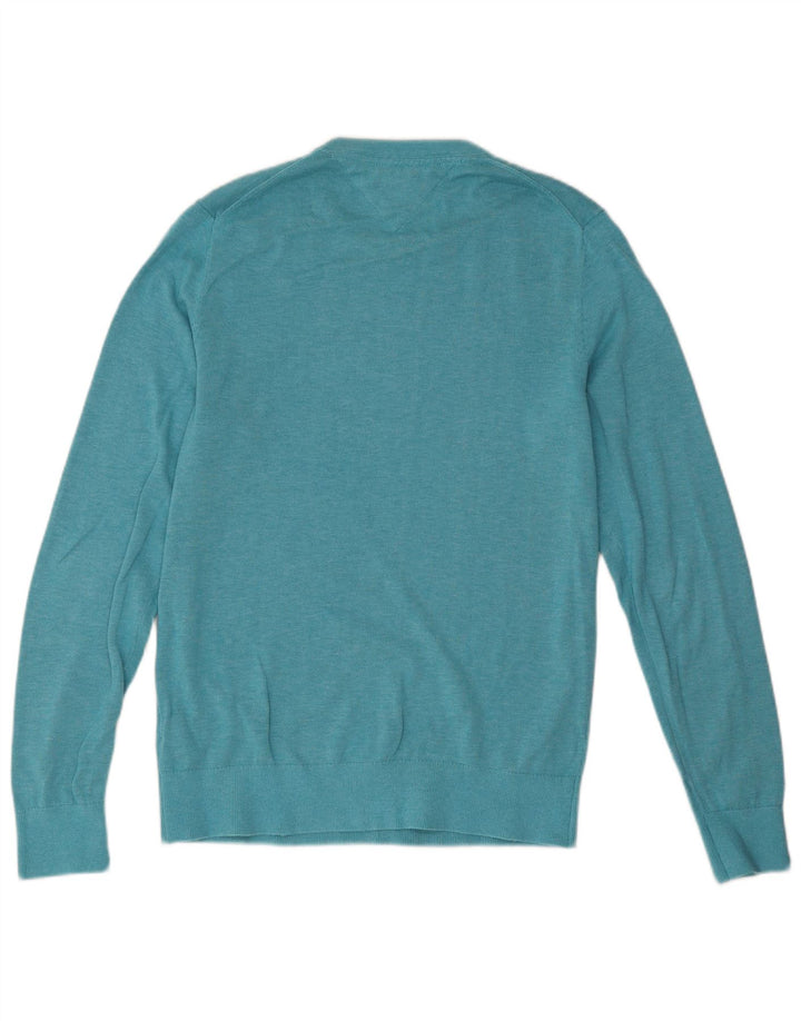 Tommy Hilfiger Mens Crew Neck Jumper Sweater Medium Turquoise Cotton