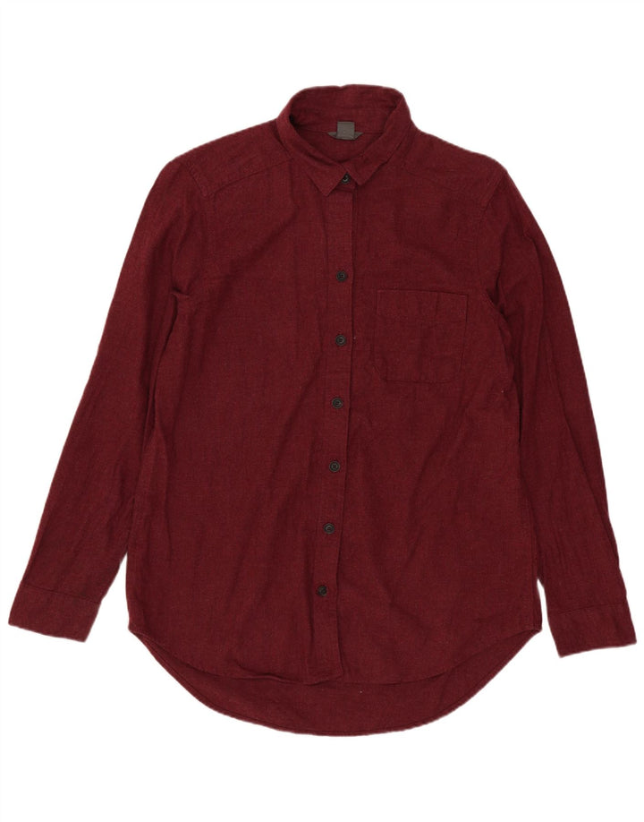 EDDIE BAUER Womens Oversized Shirt UK 10 Small Maroon Cotton