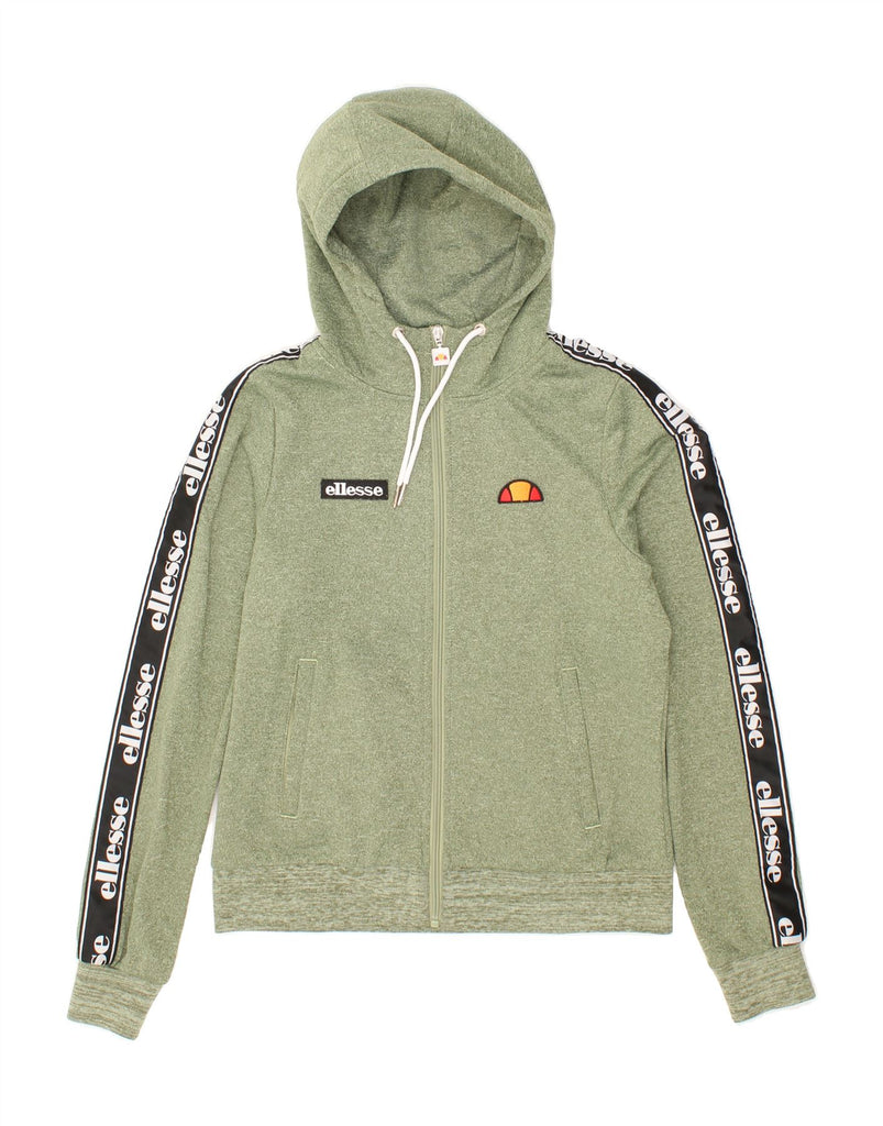 ELLESSE Womens Graphic Zip Hoodie Sweater UK 10 Small  Green Polyester Vintage Ellesse and Second-Hand Ellesse from Messina Hembry 