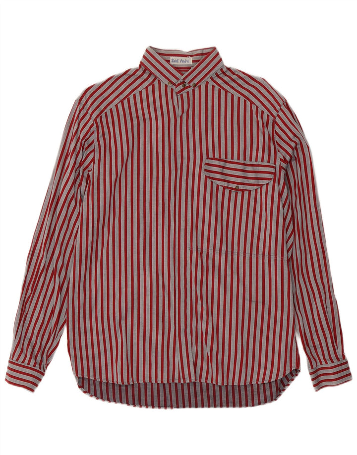 Vintage Mens Shirt Medium Red Striped Cotton