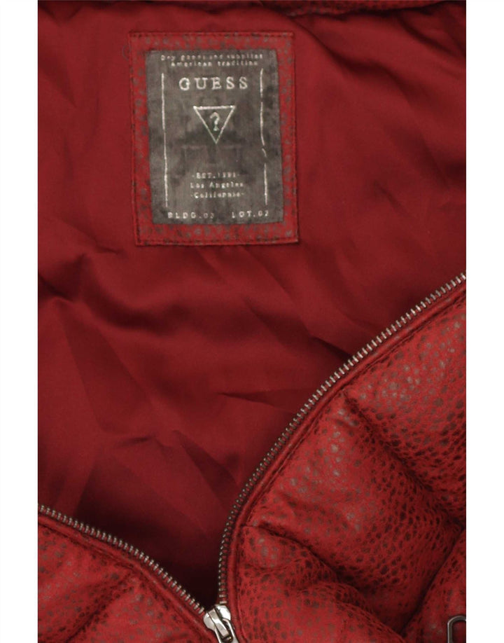 Guess Womens Padded Jacket UK 10 Small Red Spotted Polyester