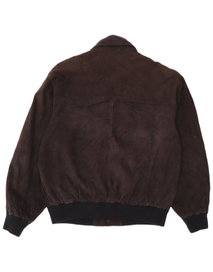 Vintage Mens Suede Bomber Jacket UK 42 XL Grey Leather
