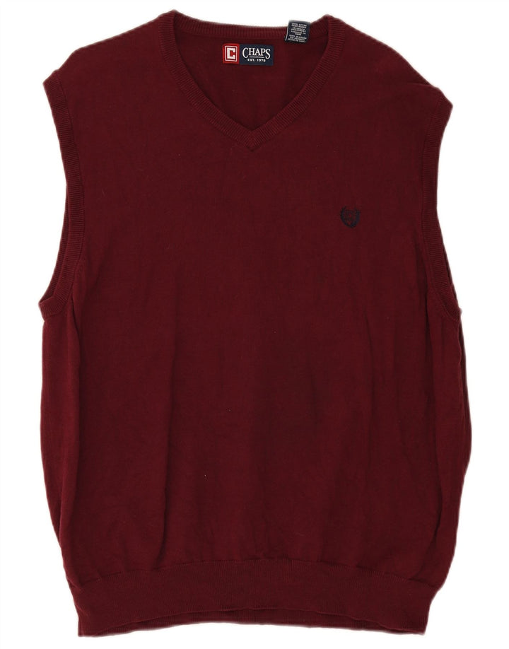Chaps Mens Vest Tank Top XL Burgundy Cotton