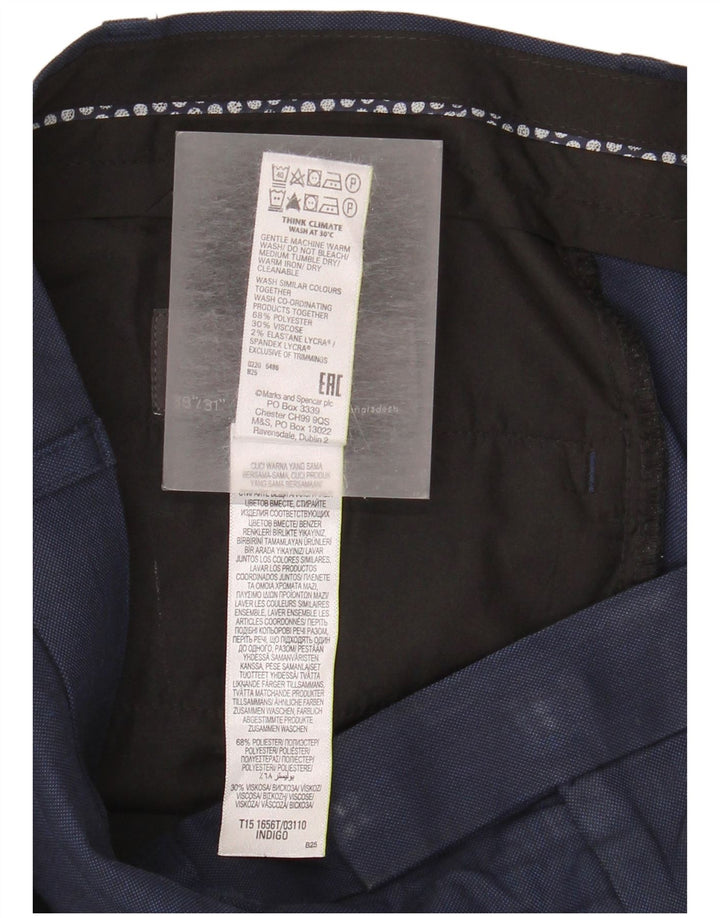 Marks & Spencer Mens Straight Suit Trousers W38 L31 Navy Blue Polyester
