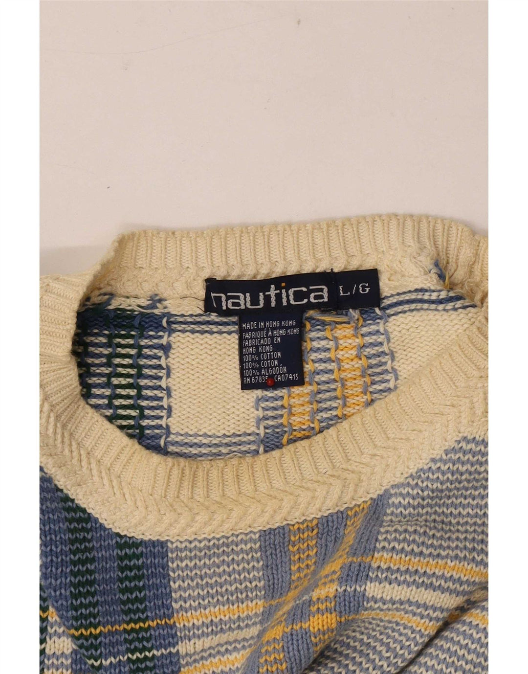 Nautica Mens Loose Fit Crew Neck Jumper Sweater Large Multicoloured Check