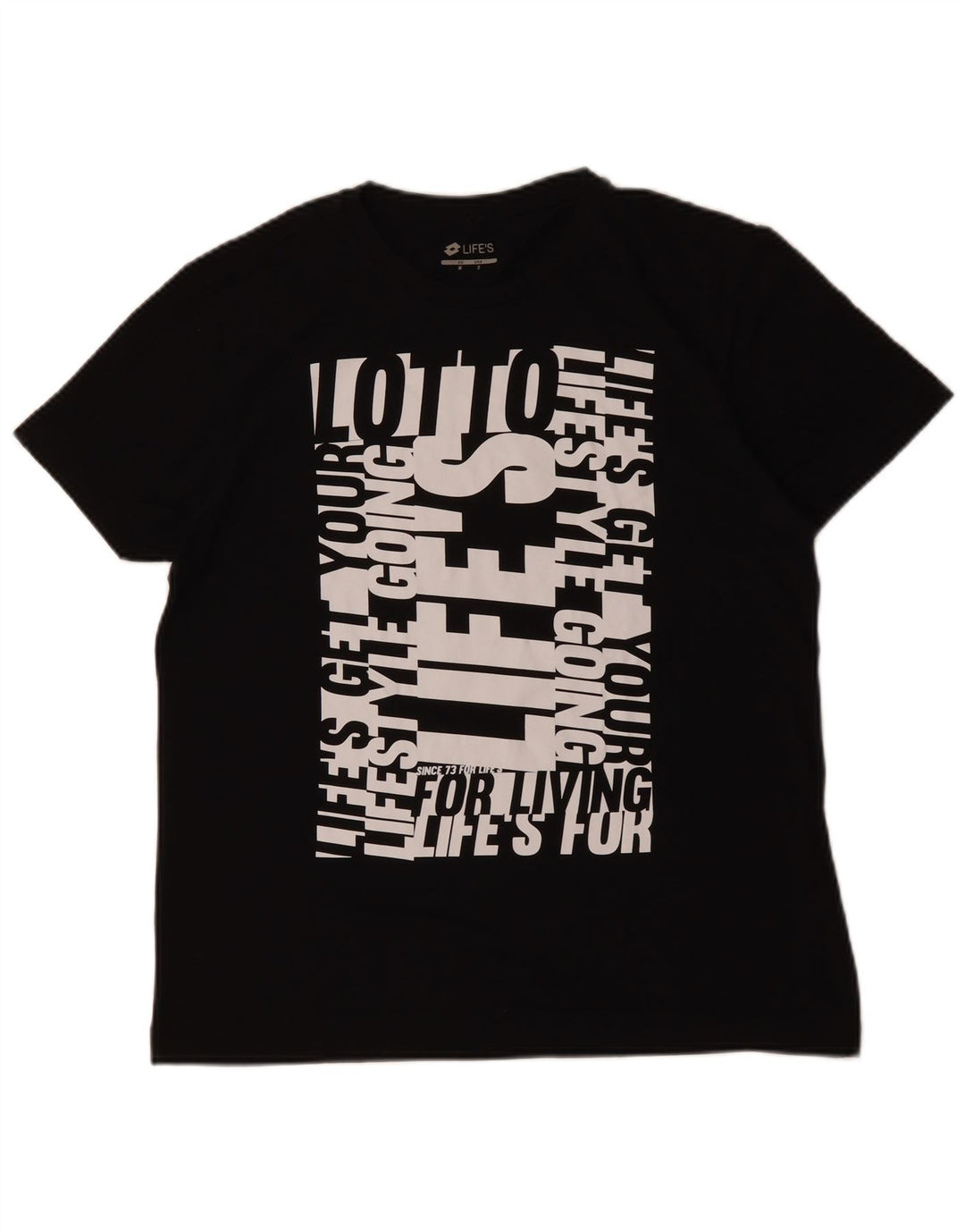 LOTTO Mens Graphic T-Shirt Top Small Black Cotton