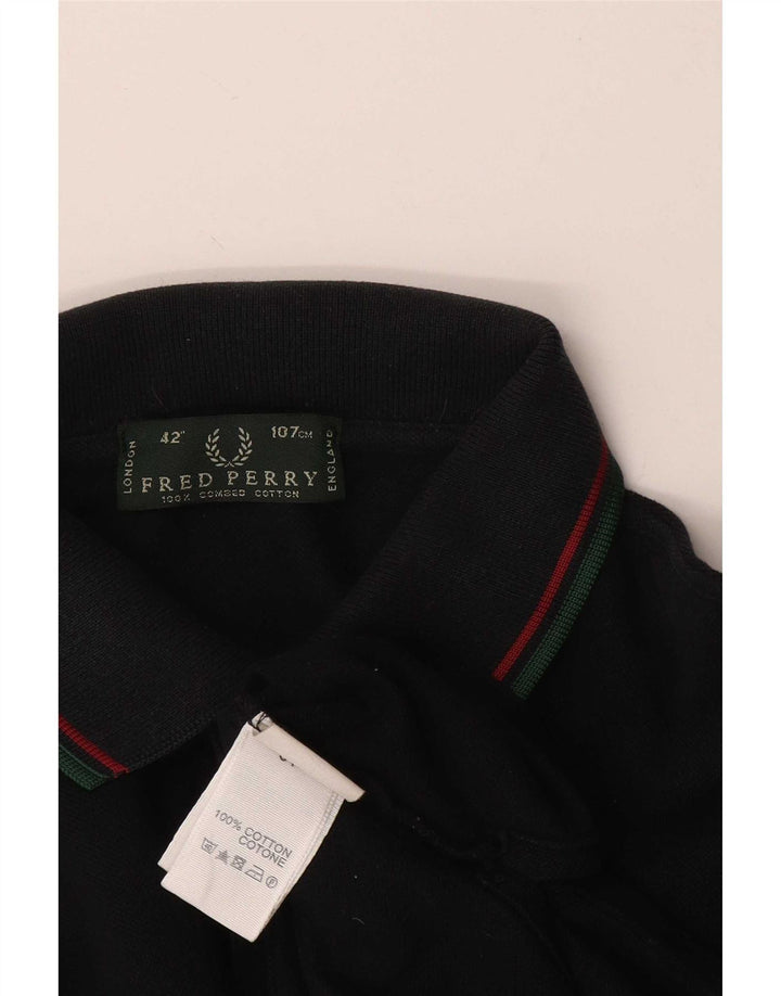 Fred Perry Mens Polo Shirt Medium Black Striped Cotton