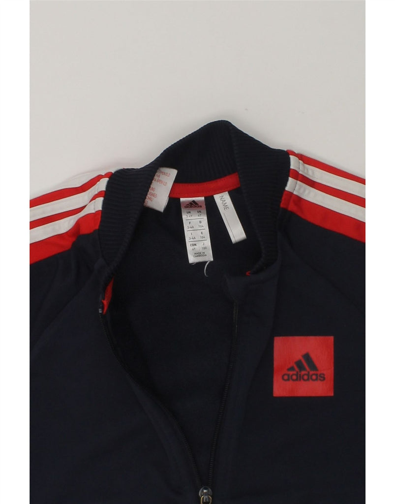 ADIDAS Boys Graphic Tracksuit Top Jacket 3-4 Years Navy Blue Polyester | Vintage Adidas | Thrift | Second-Hand Adidas | Used Clothing | Messina Hembry 