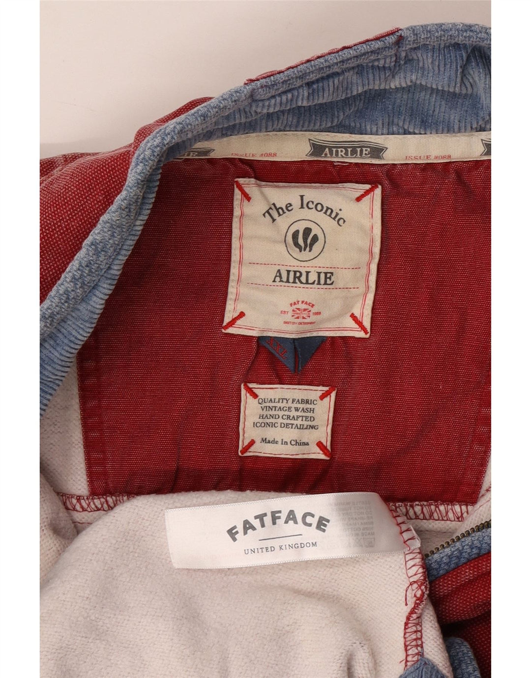 FAT FACE Mens Airlie Zip Neck Sweatshirt Jumper 2XL Red Cotton