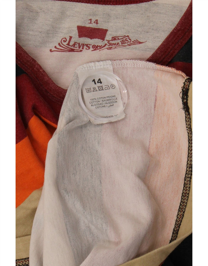 LEVI'S Boys Graphic Top Long Sleeve 13-14 Years Multicoloured Striped Vintage Levi's and Second-Hand Levi's from Messina Hembry 