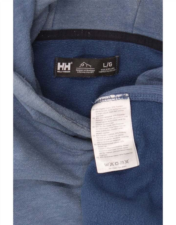 Helly Hansen Mens Graphic Hoodie Jumper Large Blue Cotton