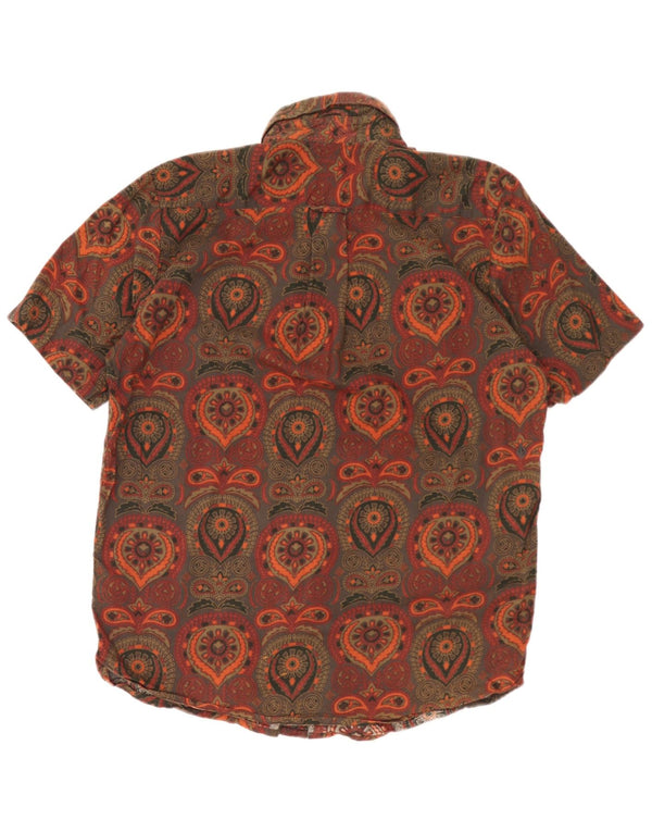 Volcom Mens Short Sleeve Classic Fit Shirt Large Brown Paisley Cotton
