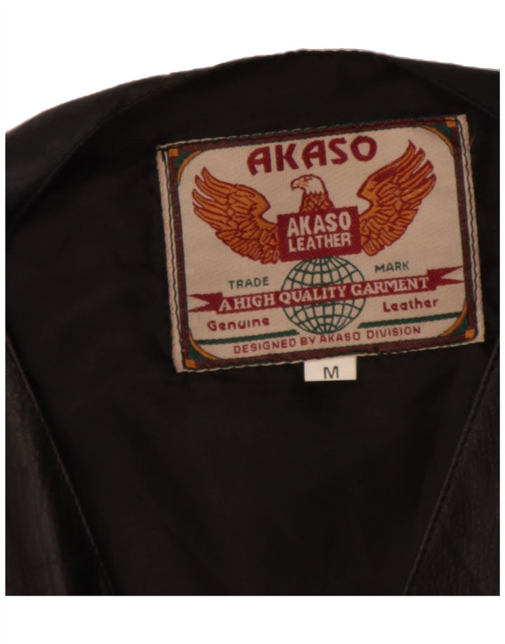 AKASO Mens Leather Waistcoat Medium Black Leather Vintage Akaso and Second-Hand Akaso from Messina Hembry 